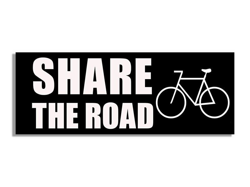 3x9 inch Share The Road Bumper Sticker (decal biker bicycle auto highway vinyl)