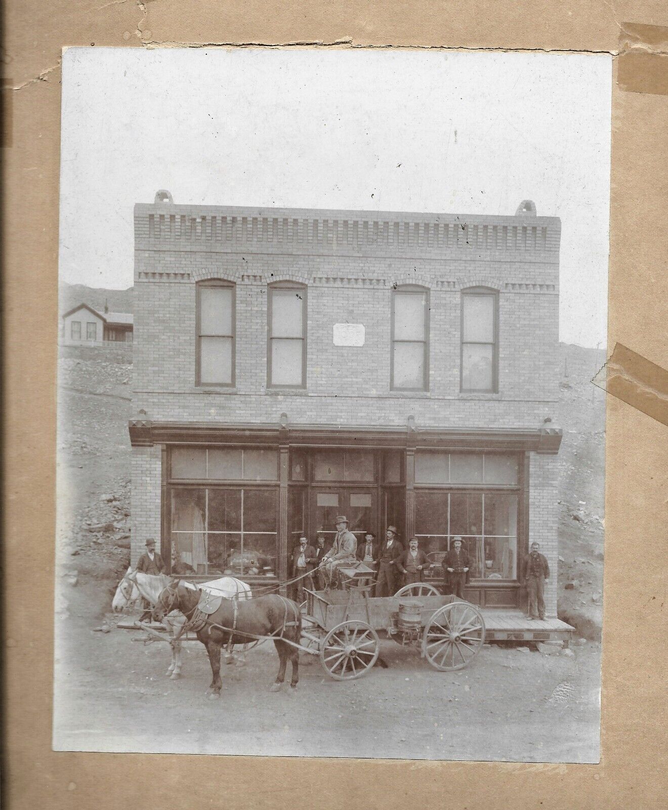 Rare Vintage Big Photo Men at Post Office in Russell Gulch GHOST TOWN Colorado 