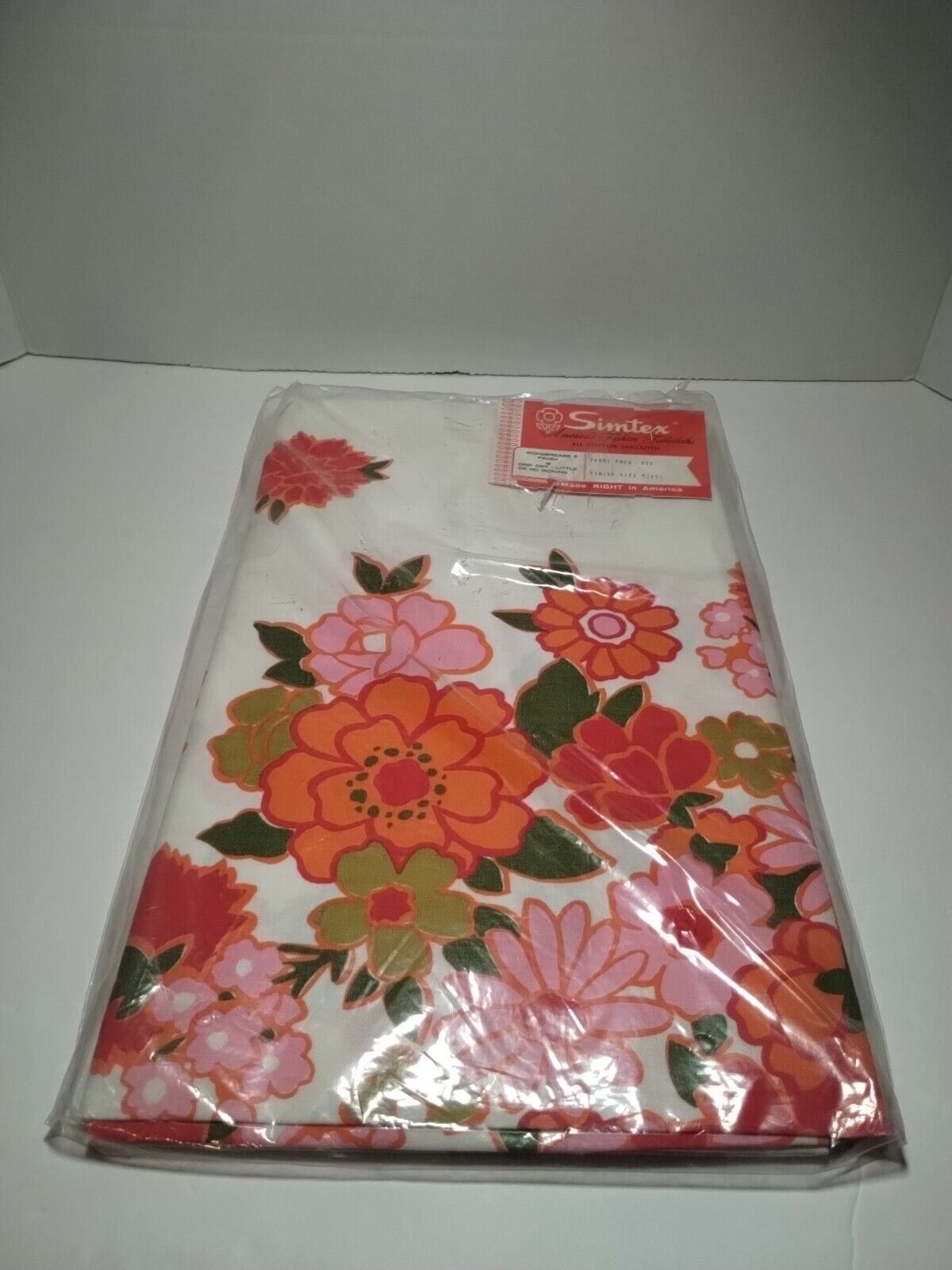 Vintage Simtex Floral Tablecloth Fanci Free Red 52x51