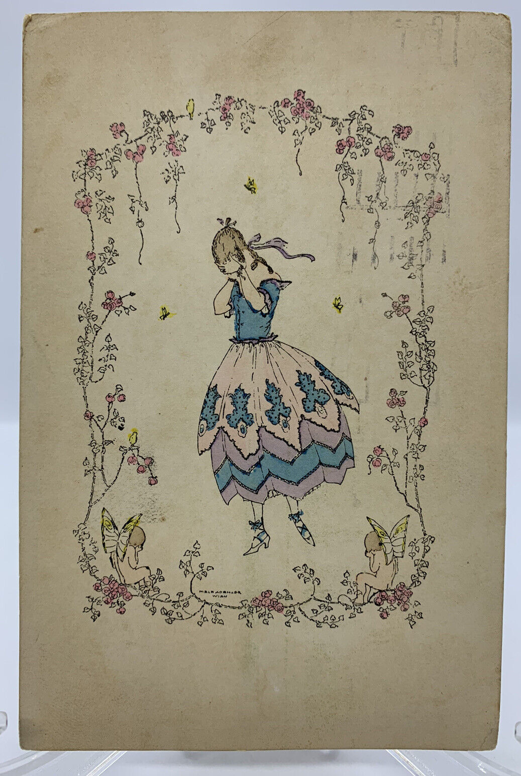 Rare c.1920 MELA KOEHLER Artist-Signed Postcard M. Munk Series Article On Back