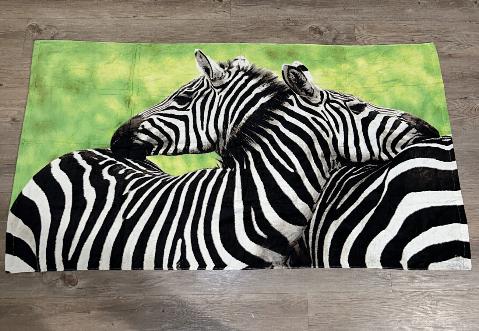 Vintage Jay Franco Beach Towel Hugging Zebras New Old Stock NOS 100% Cotton