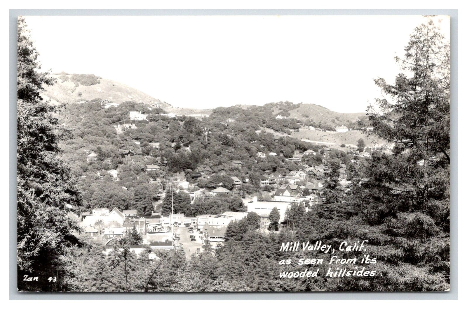 MILL VALLEY California RPPC ~ 1940s Seen From hillside ~ Downtown