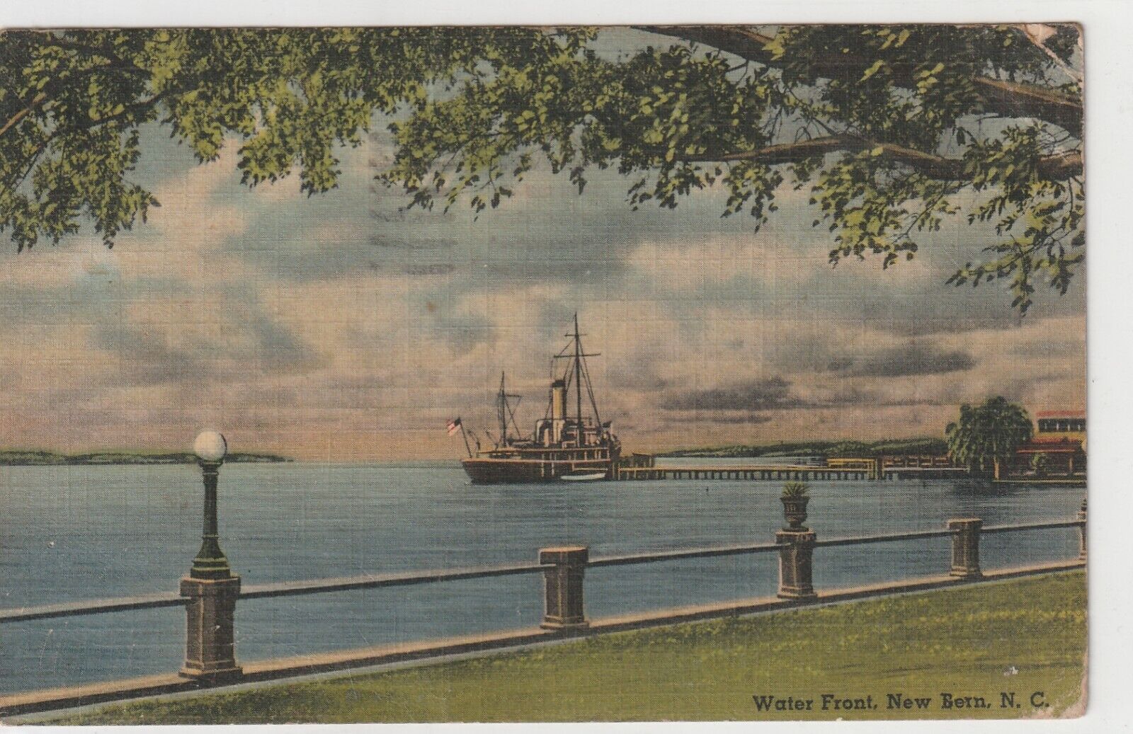 Vintage Postcard 1943 Waterfront New Bern, North Carolina