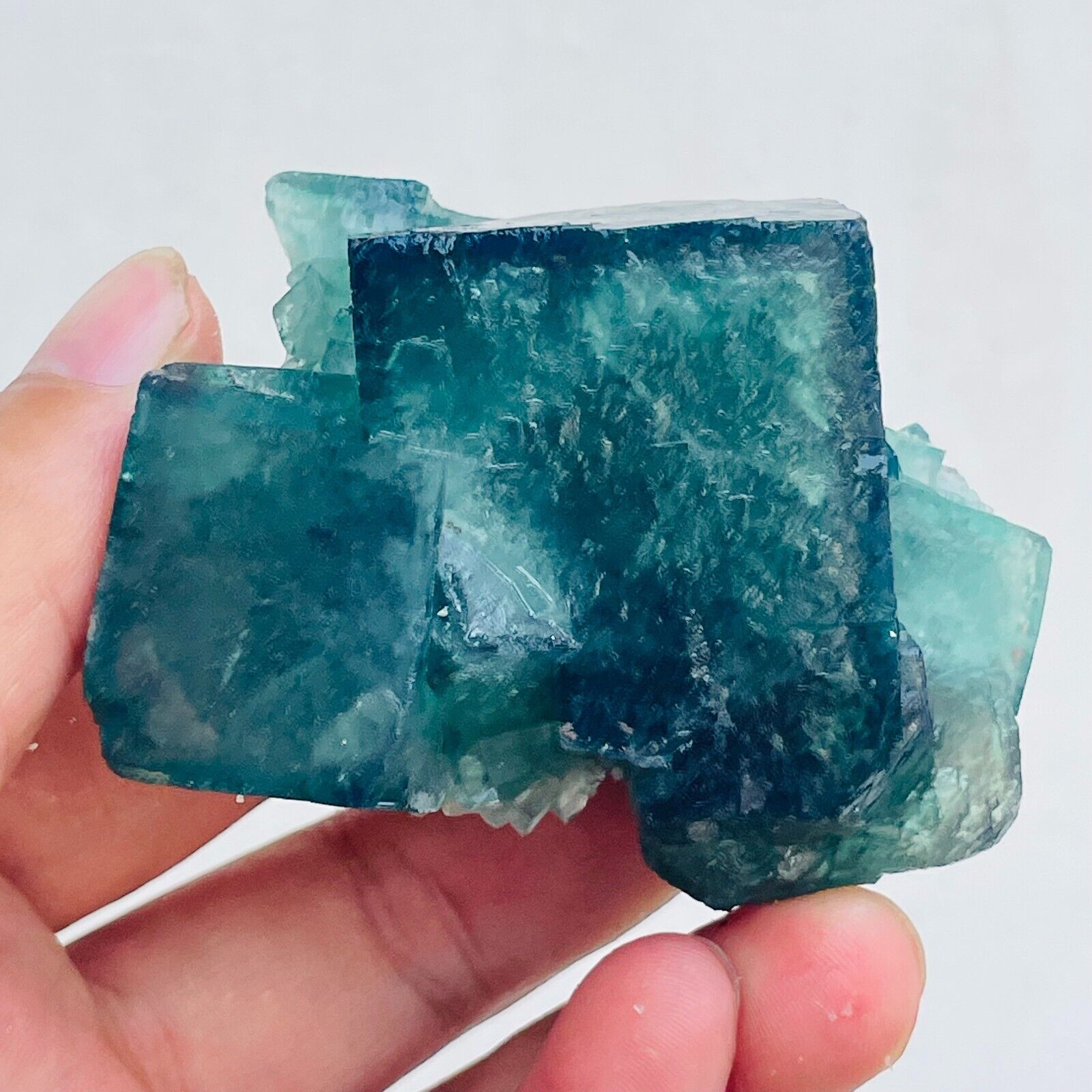 182g Natural Green Cube Fluorite Quartz Crystal Cluster Mineral Specimen Healing