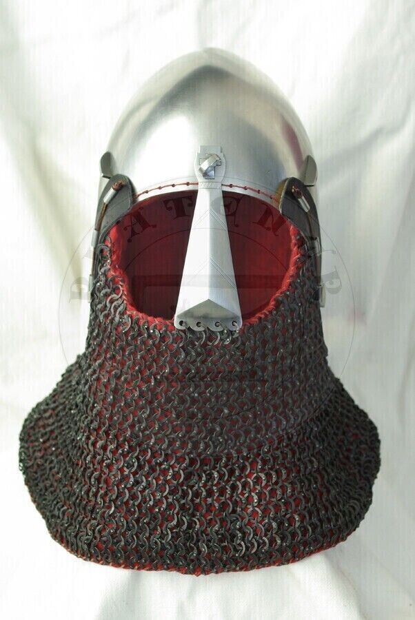 Medieval Custom SCA 16 Gauge Steel nosal Bascinet Helmet