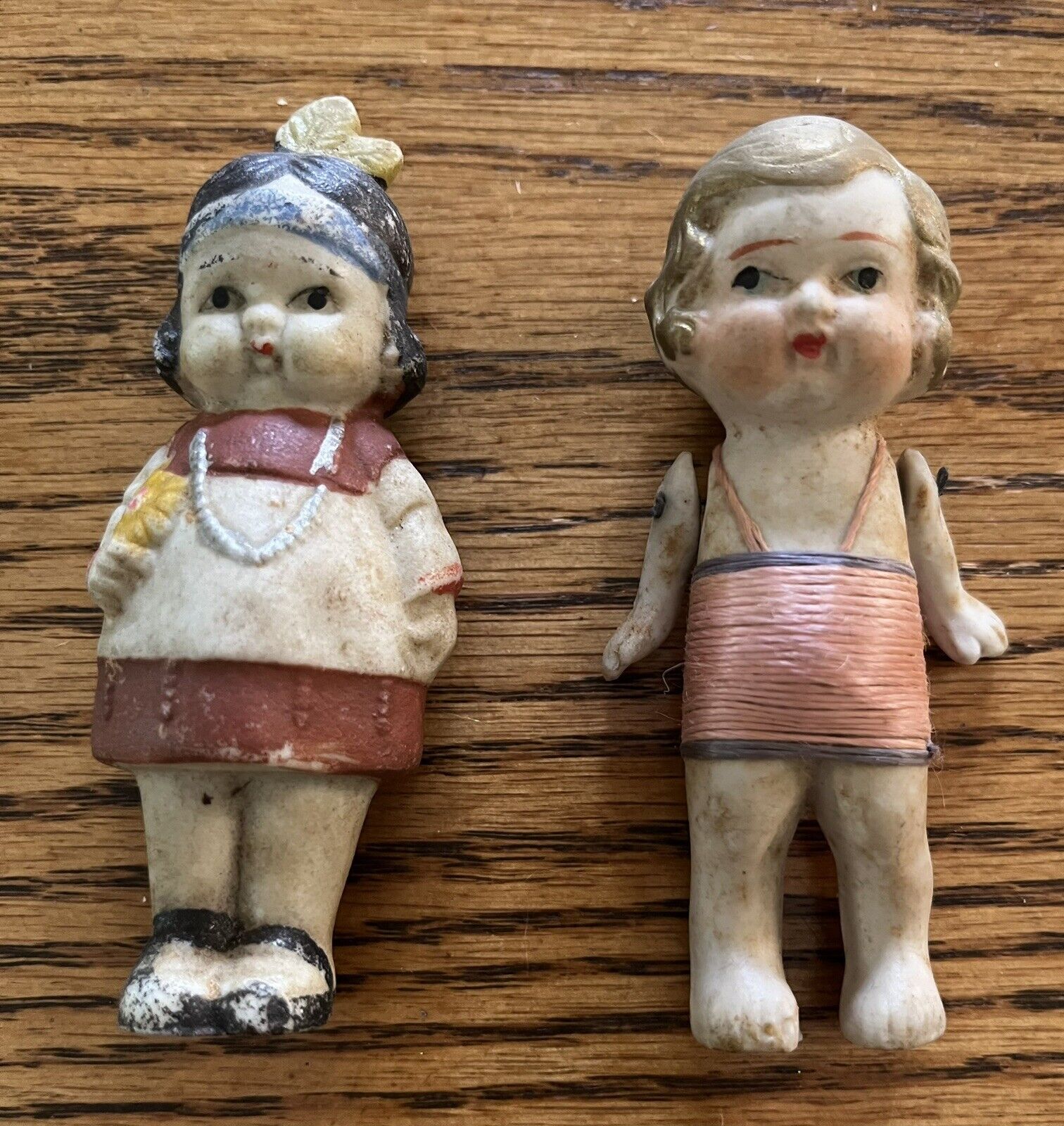 Two vintage Made in Japan bisque figurines 3 1/2”