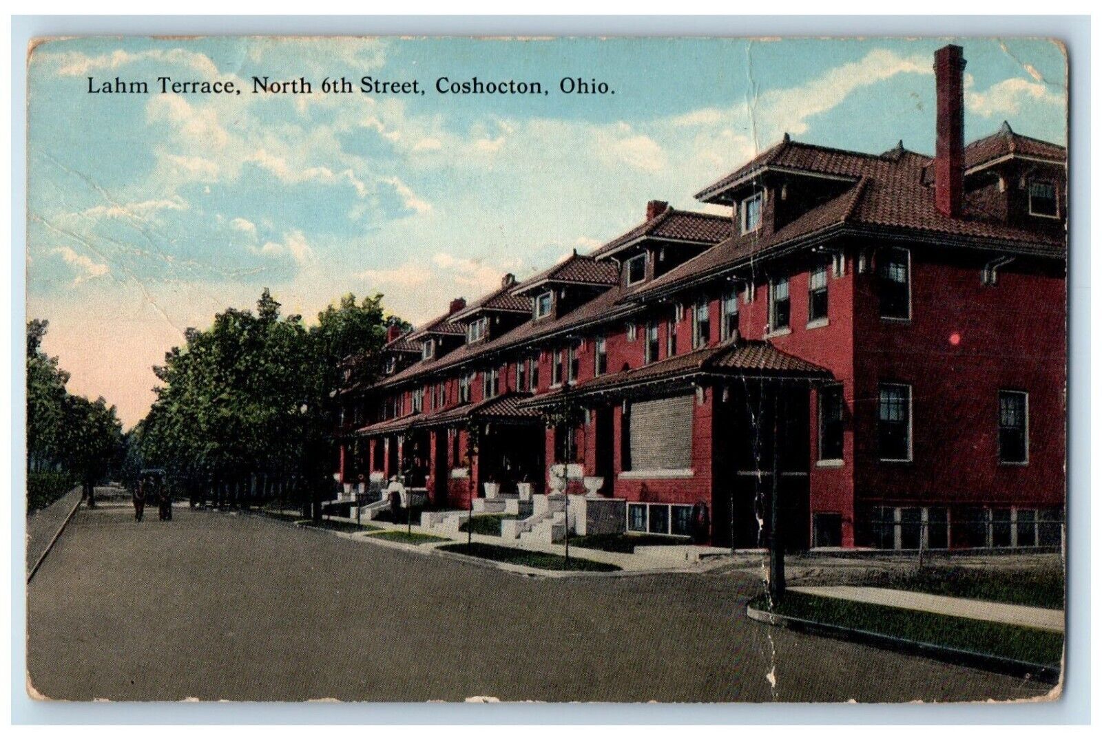 1914 Lahm Terrace North 6th Street Coshocton Ohio OH Vintage Antique Postcard