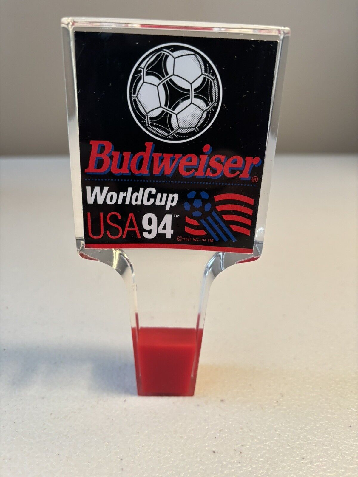Budweiser World Cup USA 1994 Vintage Beer Tap Handle Acrylic 5.5