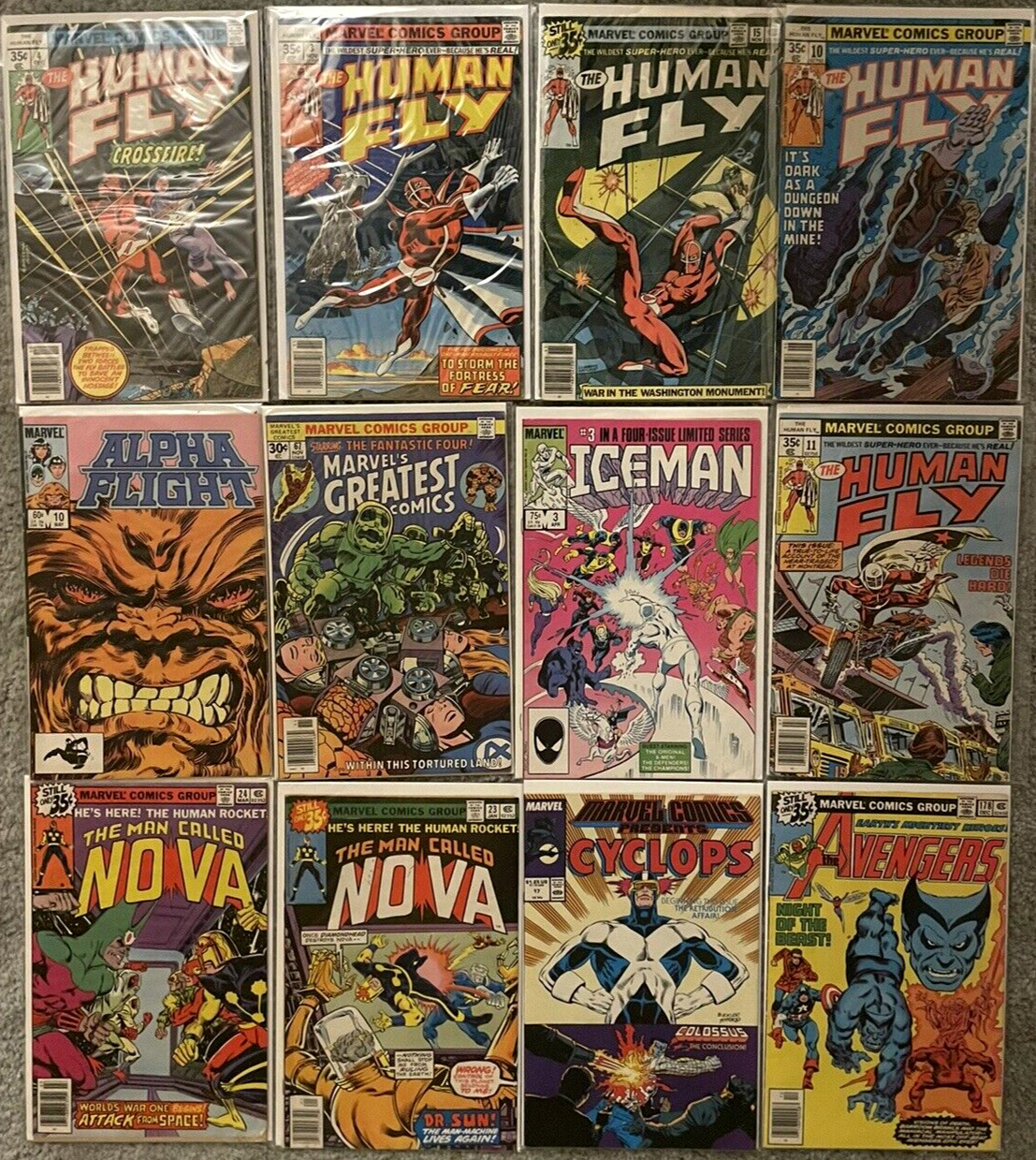 MARVEL COMICS lot of (12) Bronze Age- Avengers ,Nova, Alpha Flight, Cyclops ETC.