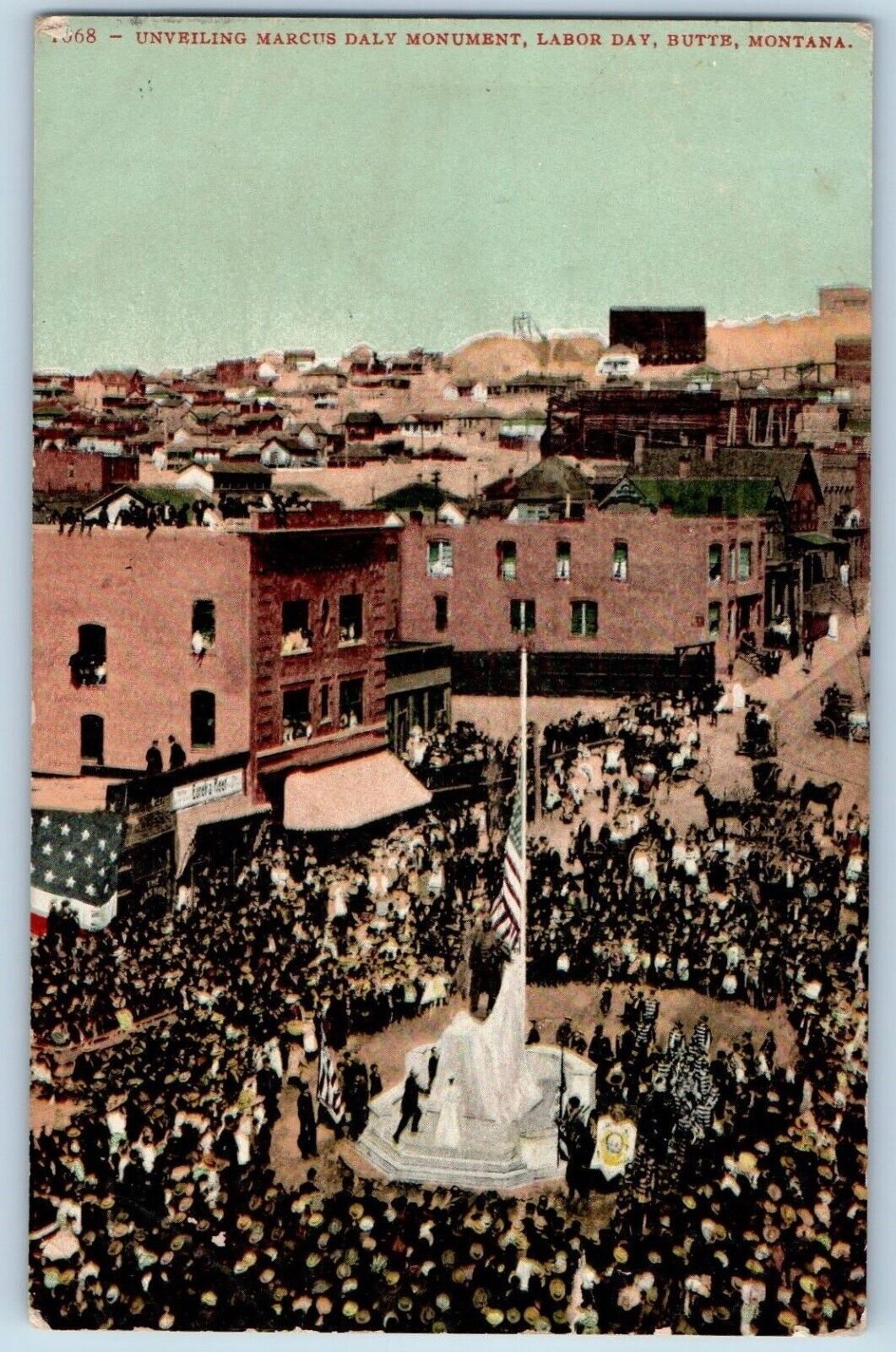 Butte Montana MT Postcard Unveiling Marcus Daly Monument Labor Day 1908 Vintage