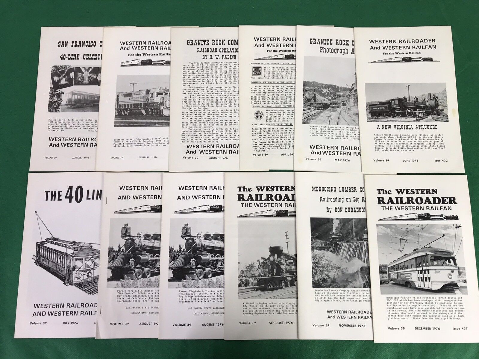 lot of 12, 1976 Western Railroader Magazine, Train Locomotive, Railway