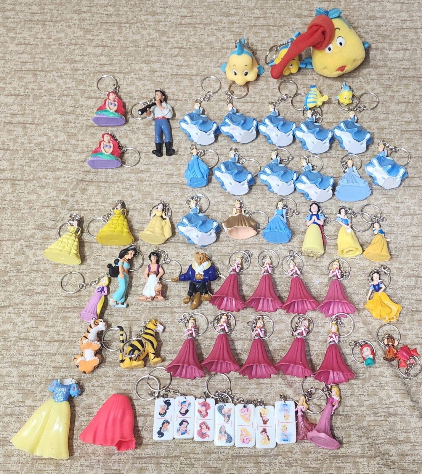 57 Lot Of Disney characters and princess keychains