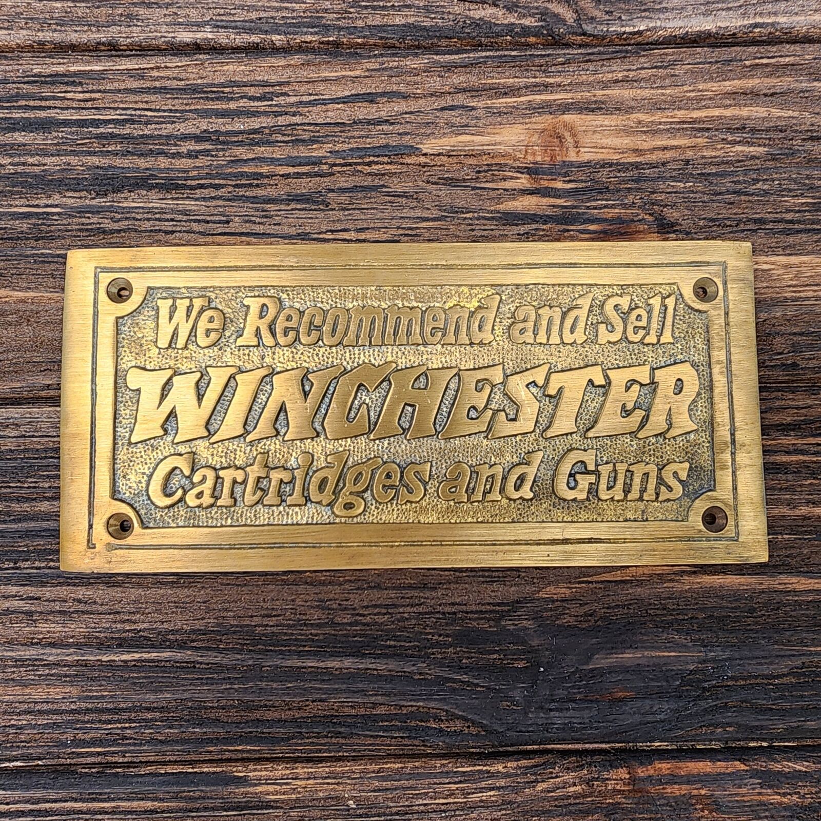 Winchester Cartridges And Guns Solid Brass Plaque With Antique Finish (5\