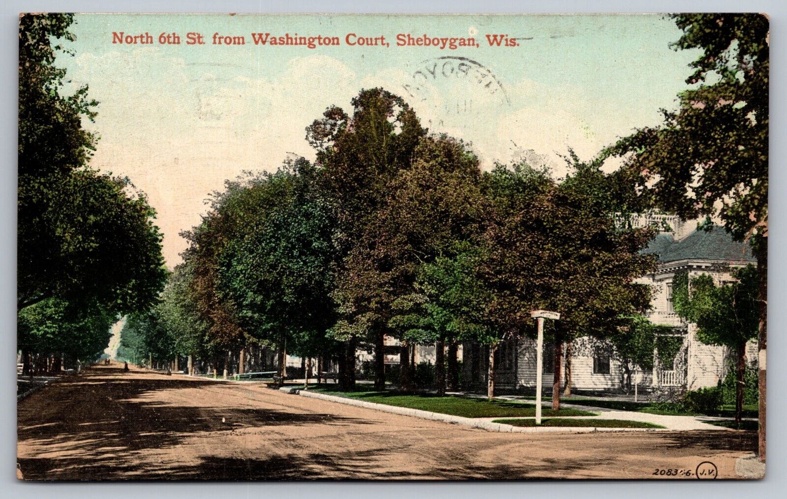 North 6th St. from Washington Court Sheboygan Wisconsin c1912 Antique Postcard
