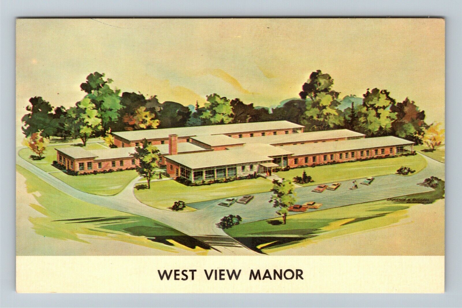 Wooster OH-Ohio, West View Manor Vintage Souvenir Postcard
