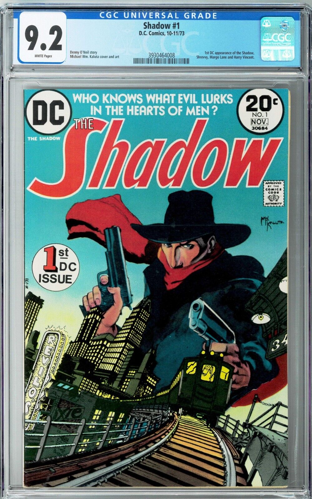 The Shadow #1 CGC 9.2 (Nov 1973, DC) O'Neil Story, Kaluta Cover, 1st DC Issue