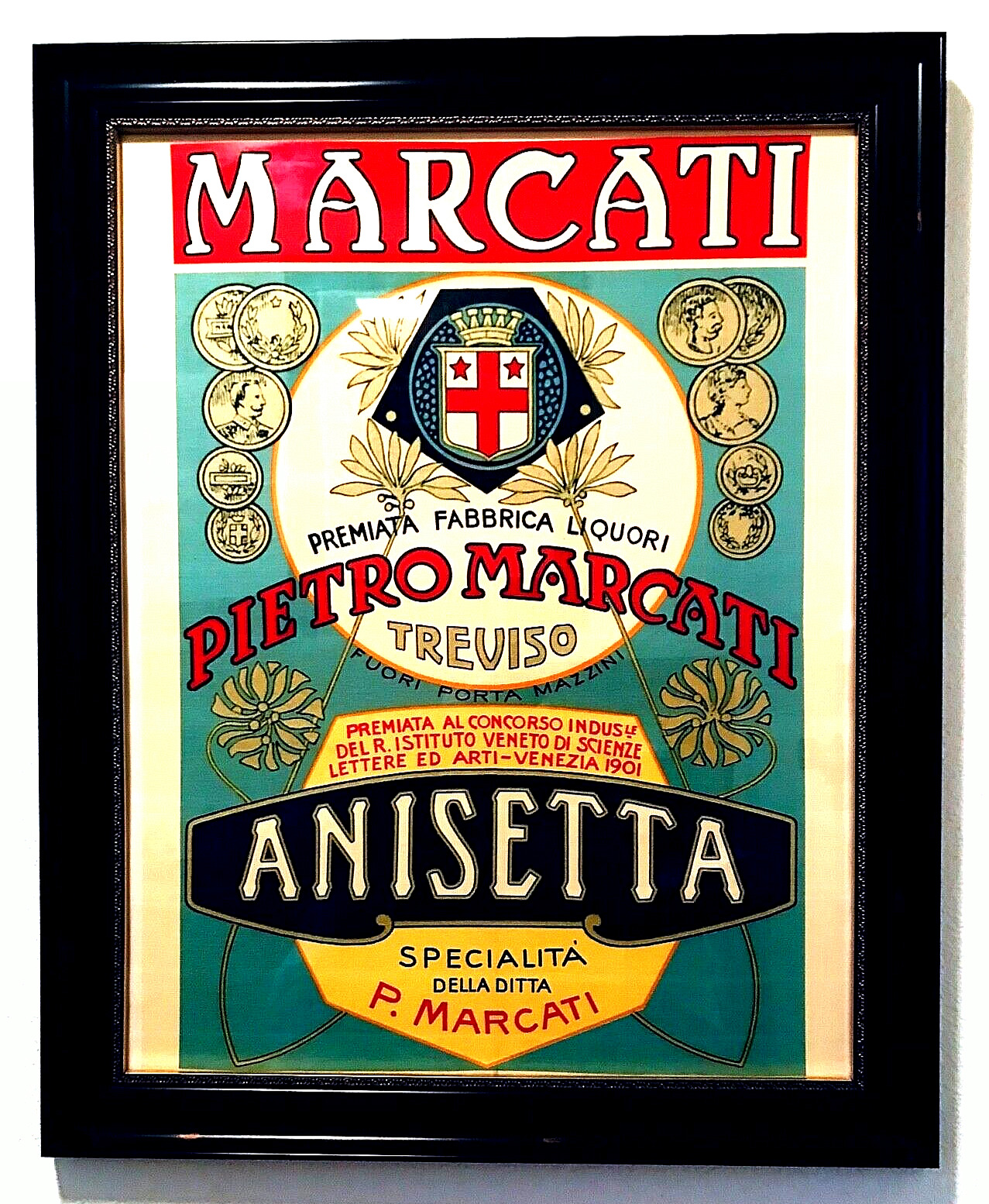 Original Vintage Pietro Marcati Anisetta Poster - 1901 Treviso, Italy - Rare ART