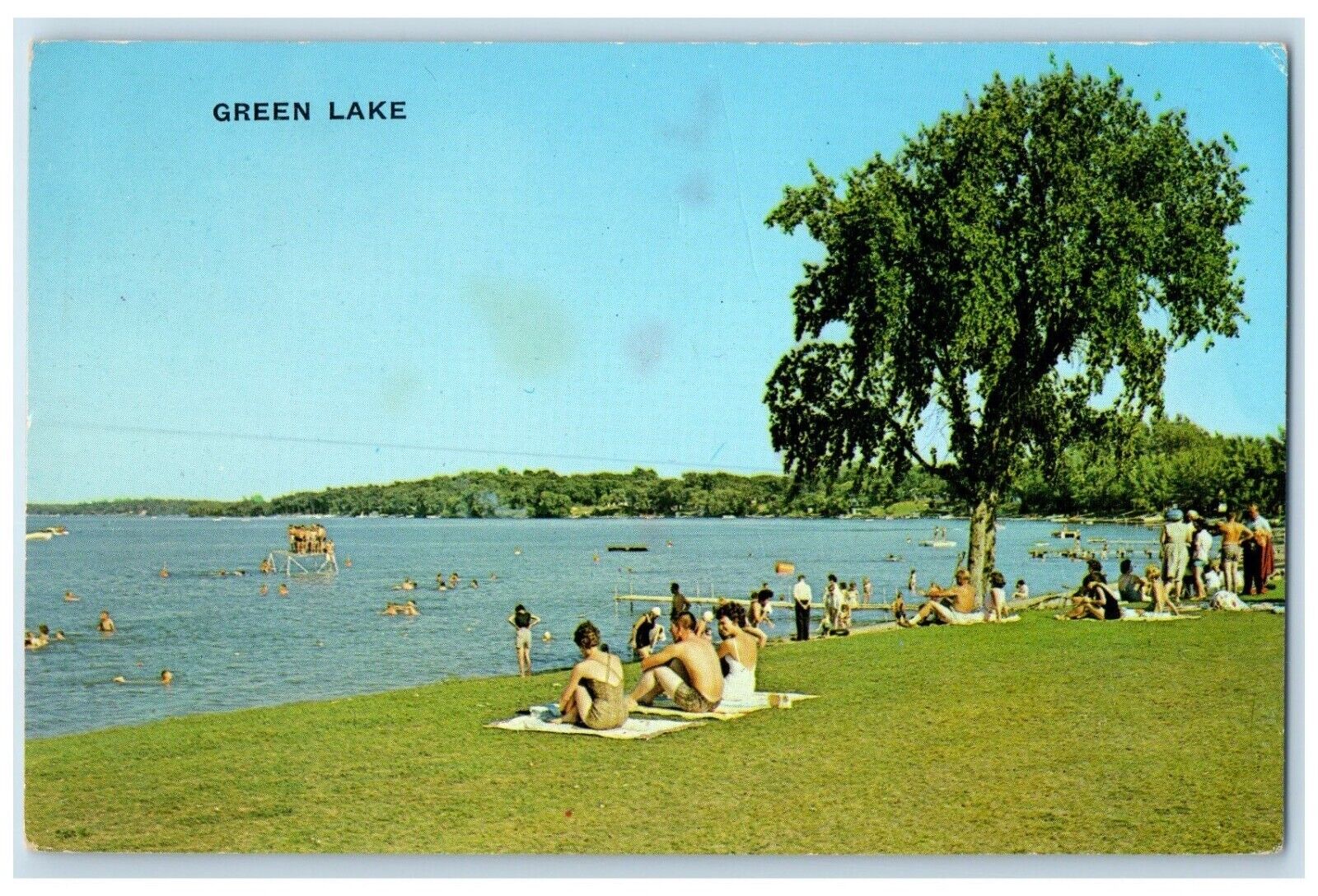 1963 View Of Green Lake Swimmer Spicer Minnesota MN Posted Vintage Postcard
