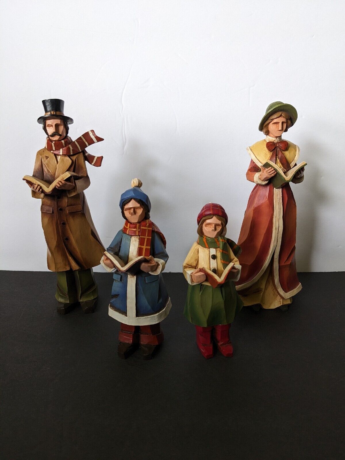  Victorian Christmas Carolers Figurines Primitive Country Christmas Carved Look 