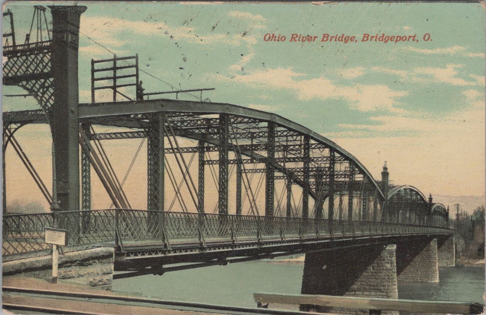 Ohio River Bridge Bridgeport Ohio Postcard