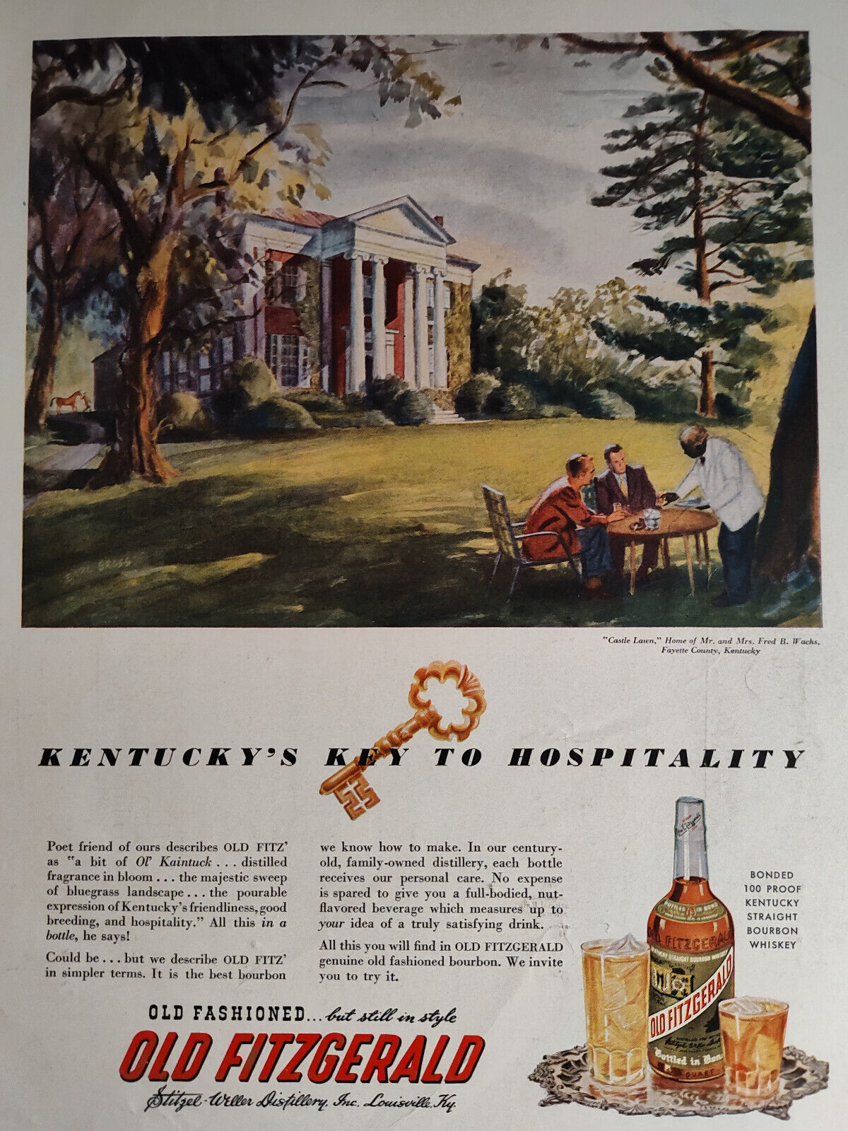 1950 Original Esquire Art Ad Advertisement Old Fashioned Old Fitzgerald Whiskey