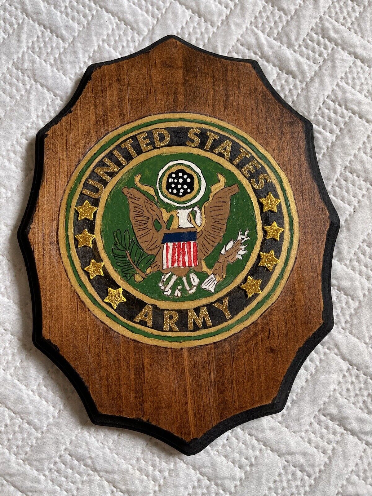 OOAK Wooden Handmade US Army Eagle Seal 8 X 10
