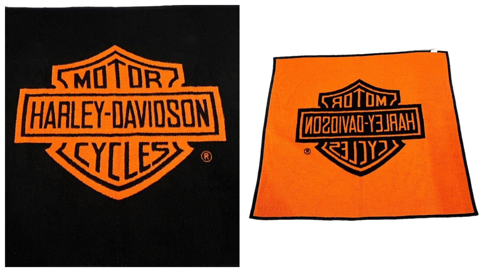 Vintage Harley Davidson Biederlack Blanket Throw  Blanket Orange/Black USA 47x51