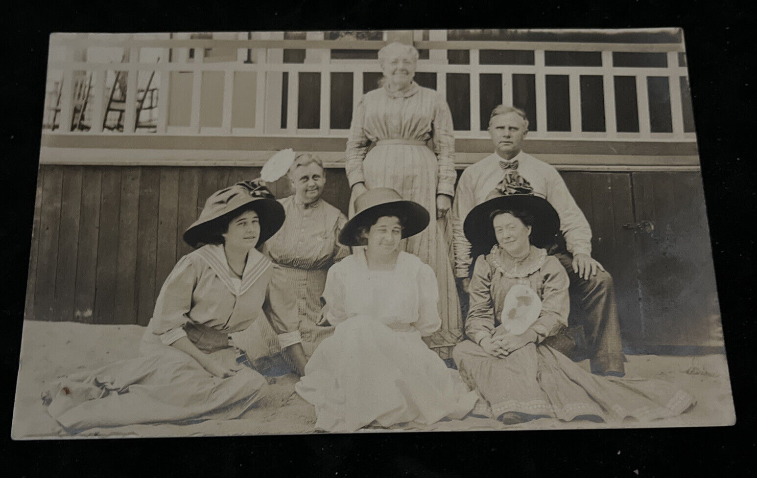 Postcard RPPC Real Photo Group of Women Large Hats Velocimetry