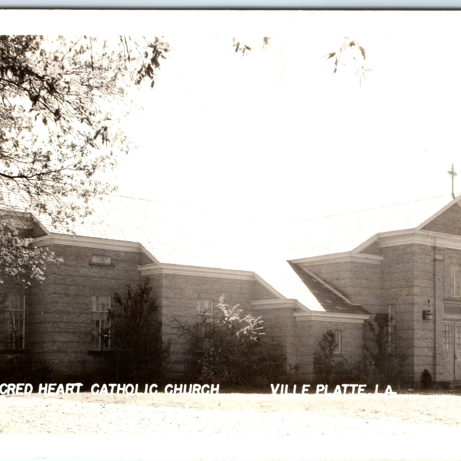 1944 Ville Platte, LA RPPC Sacred Heart Catholic Church Chapel Real Photo A147