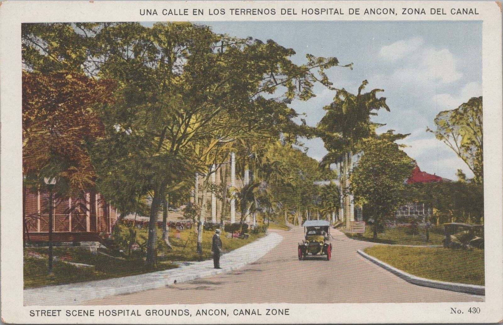 Postcard Street Scene Hospital Grounds Ancon Canal Zone Panama 