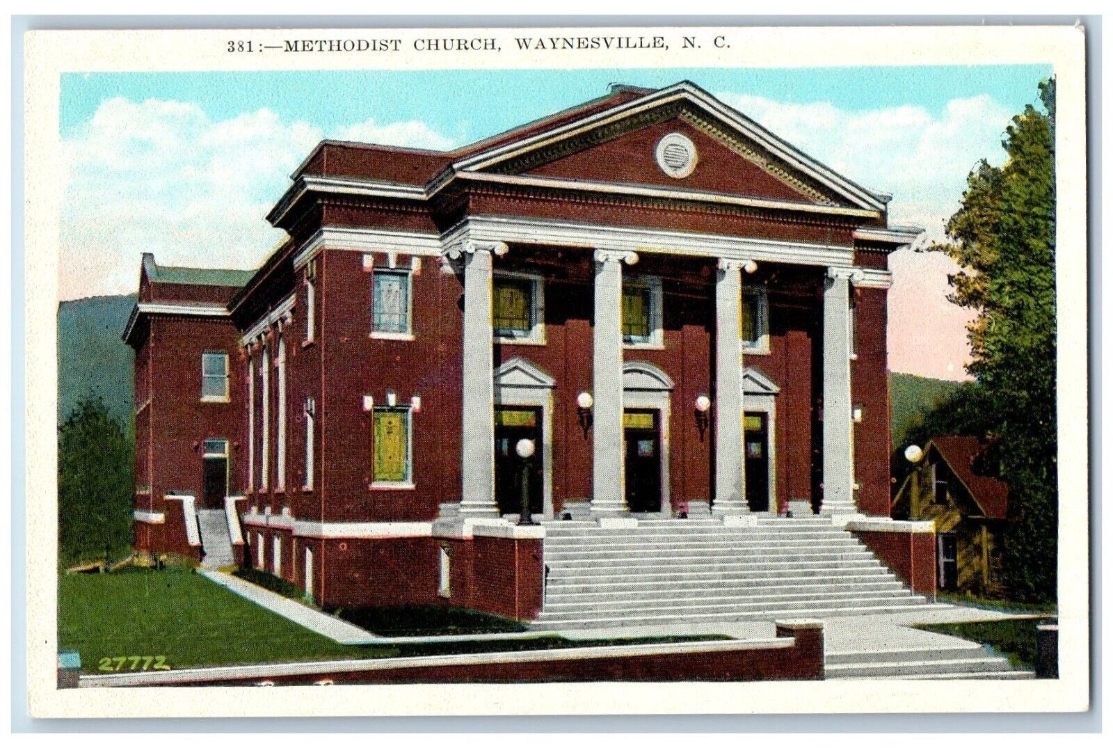 Waynesville Carolina NC Postcard Methodist Church c1930\'s Unposted Vintage