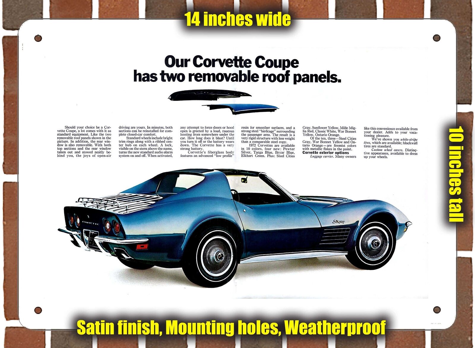 METAL SIGN - 1972 Chevrolet Corvette (Sign Variant #3)