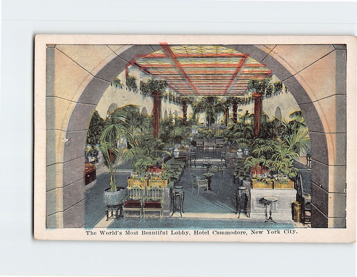 Postcard World\'s Most Beautiful Lobby Hotel Commodore New York City New York USA