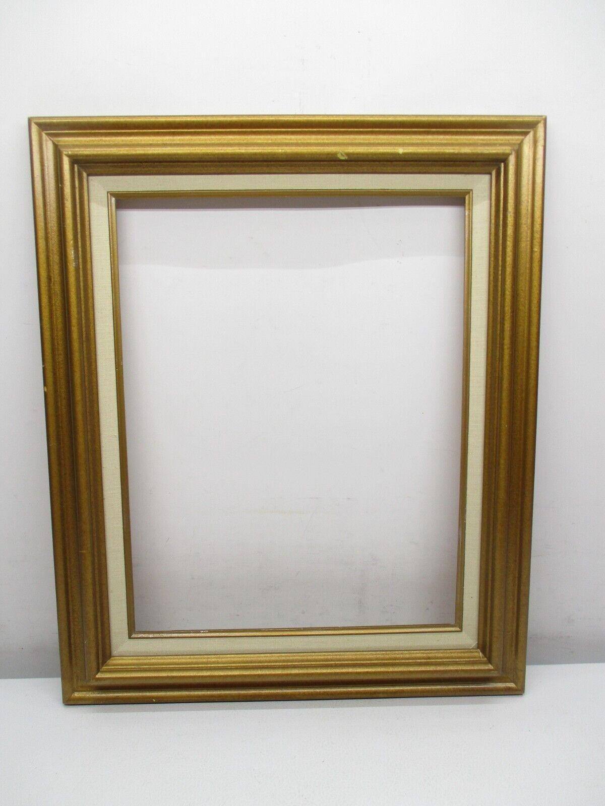 Large Vtg/Old Wide Solid Wood Gold Pic Frame Fits 14 X 18 Measures 20  X 24 