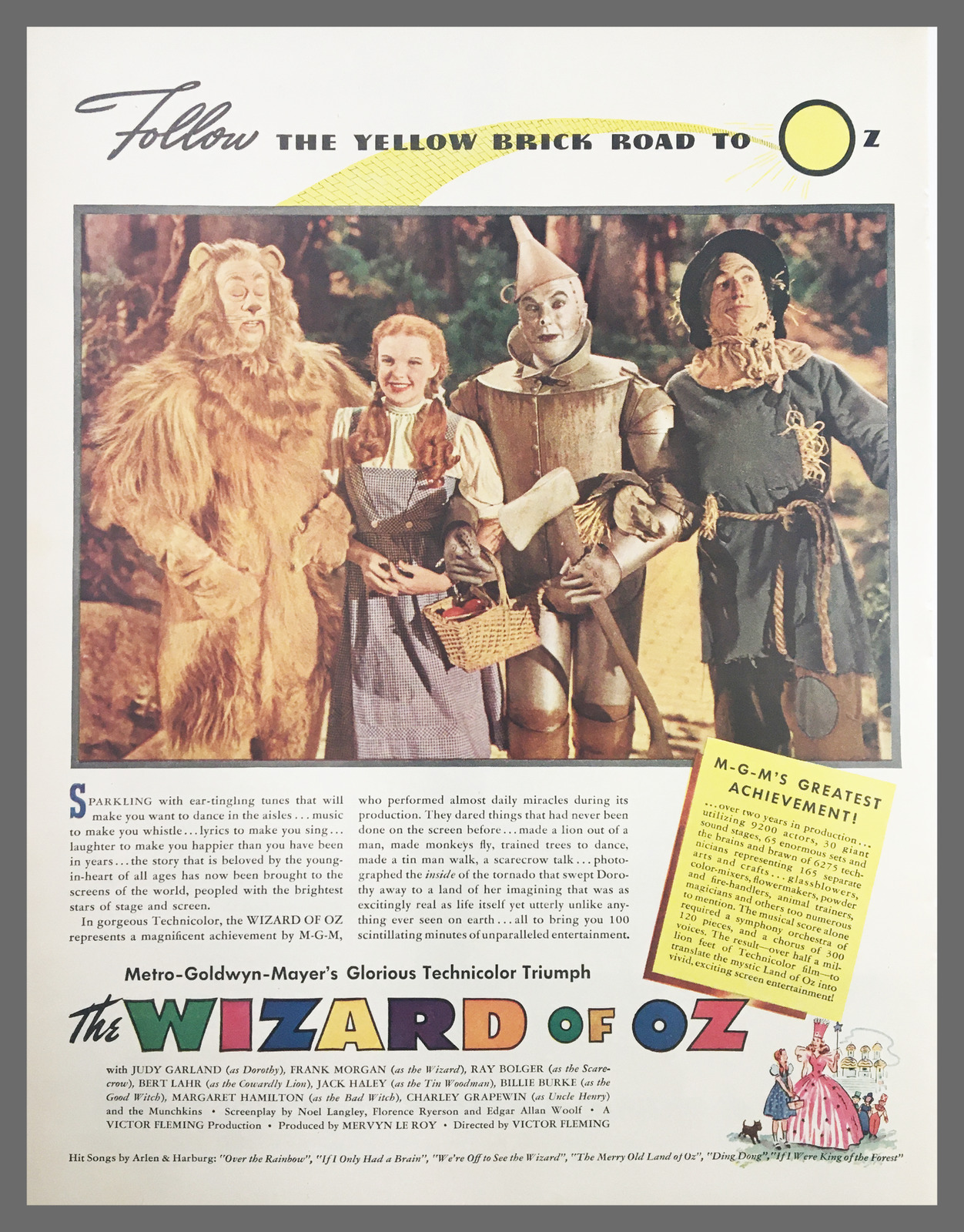 1955 The Wizard of Oz Movie Metro-Goldwyn-Meyer Vintage Print Ad