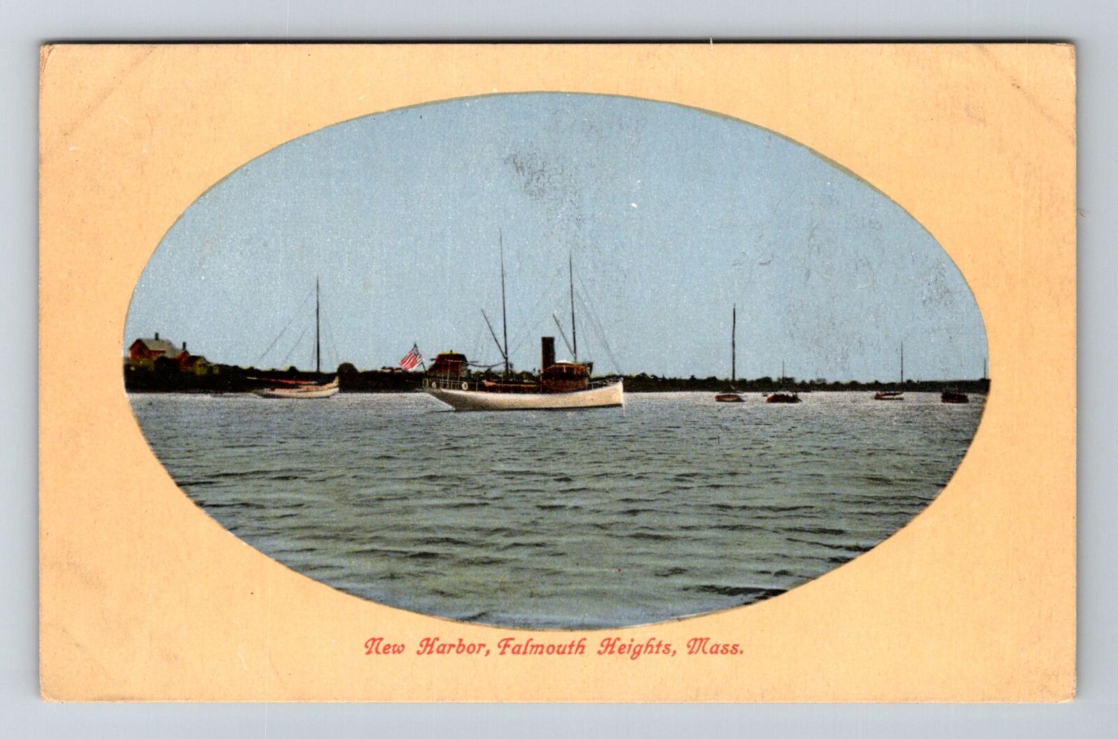Falmouth Heights, MA-Massachusetts, New Harbor Antique c1911, Vintage Postcard