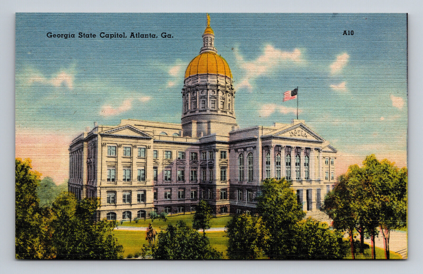 Linen Postcard Atlanta GA Georgia State Capitol Building