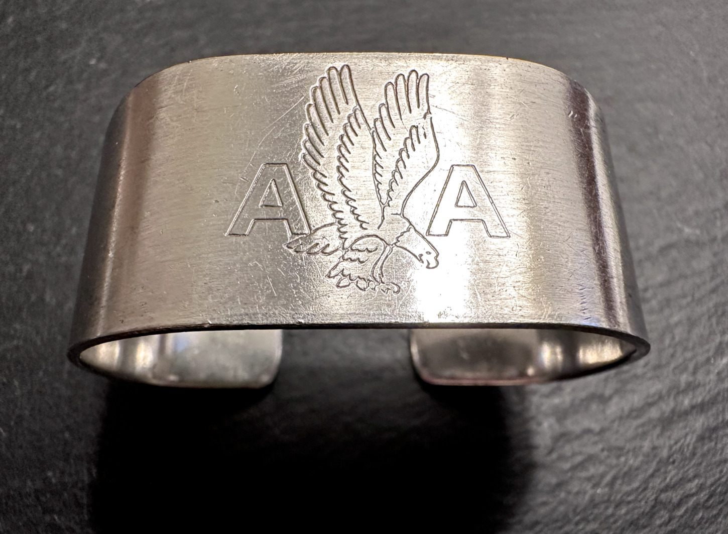 VINTAGE AMERICAN AIRLINES AA FLAGSHIP SILVER-PLATED NAPKIN RING ~1950s