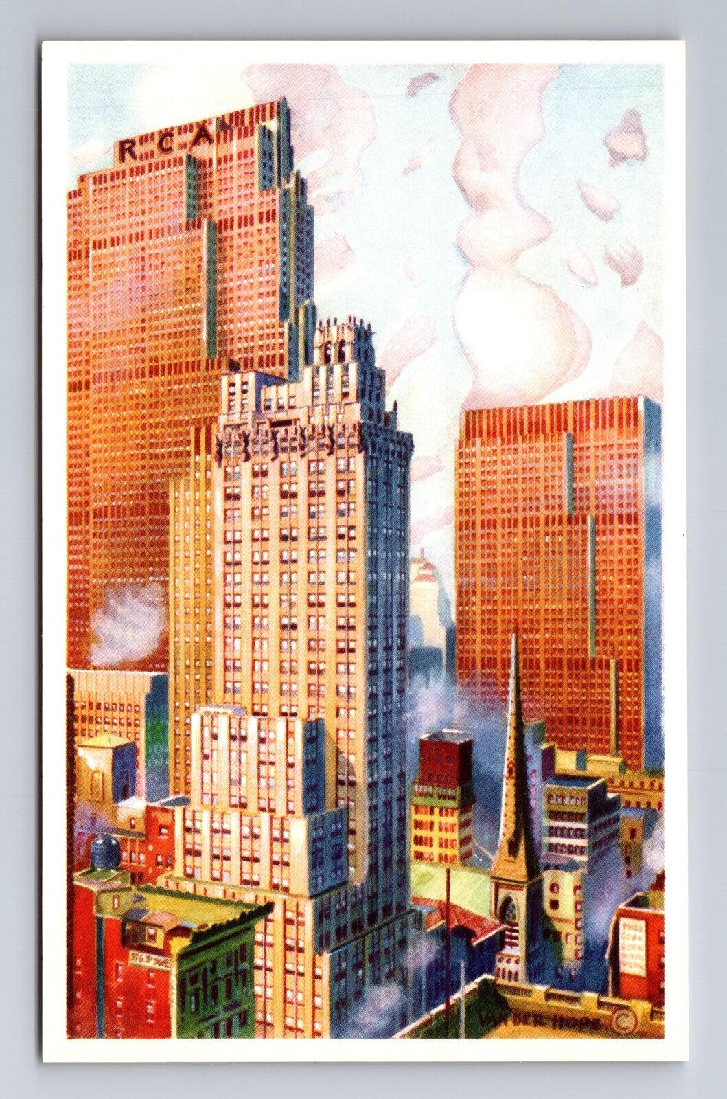 New York NY-New York, Rockefeller Center, Antique Vintage Souvenir Postcard