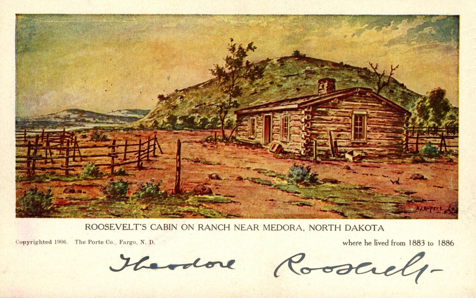 Theodore Roosevelt ~ Signed Autographed North Dakota Farm Postcard ~ PSA DNA