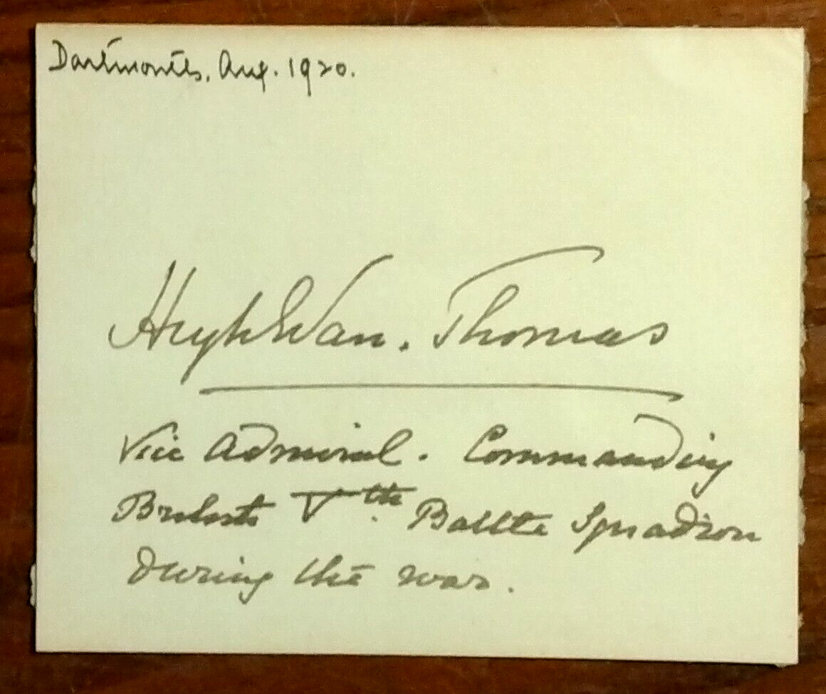 Admiral Sir Hugh Evan-Thomas (1862-1928) Autograph - Signed & Inscribed Card