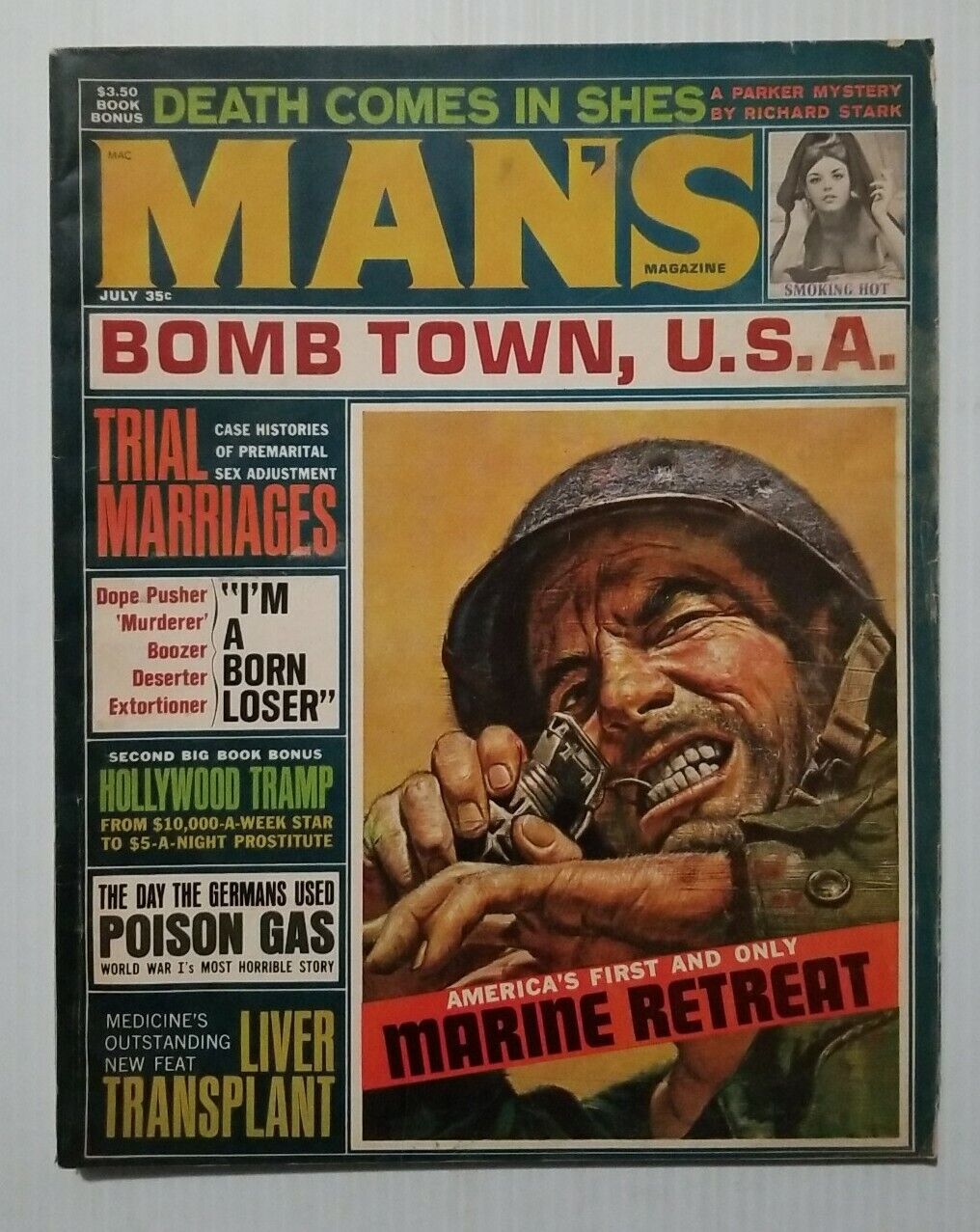 MAN\'S MAGAZINE July 1964 Mens Pulp Fiction Magazine War Stories Bomb Town USA
