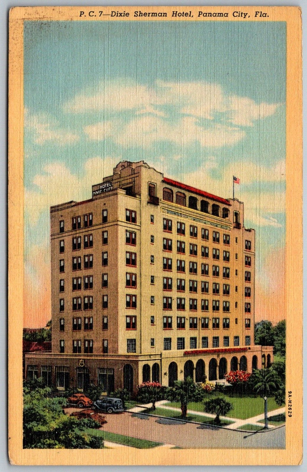 Panama City Florida 1940s Postcard Dixie Sherman Hotel 