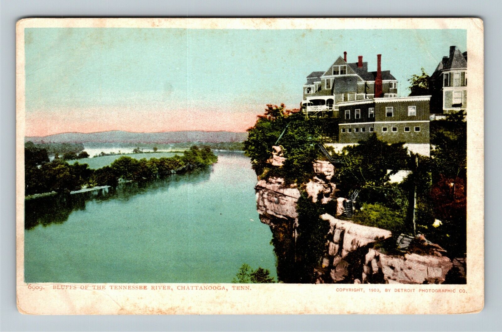 Chattanooga TN-Tennessee, Bluffs The Tennessee River, Vintage Postcard