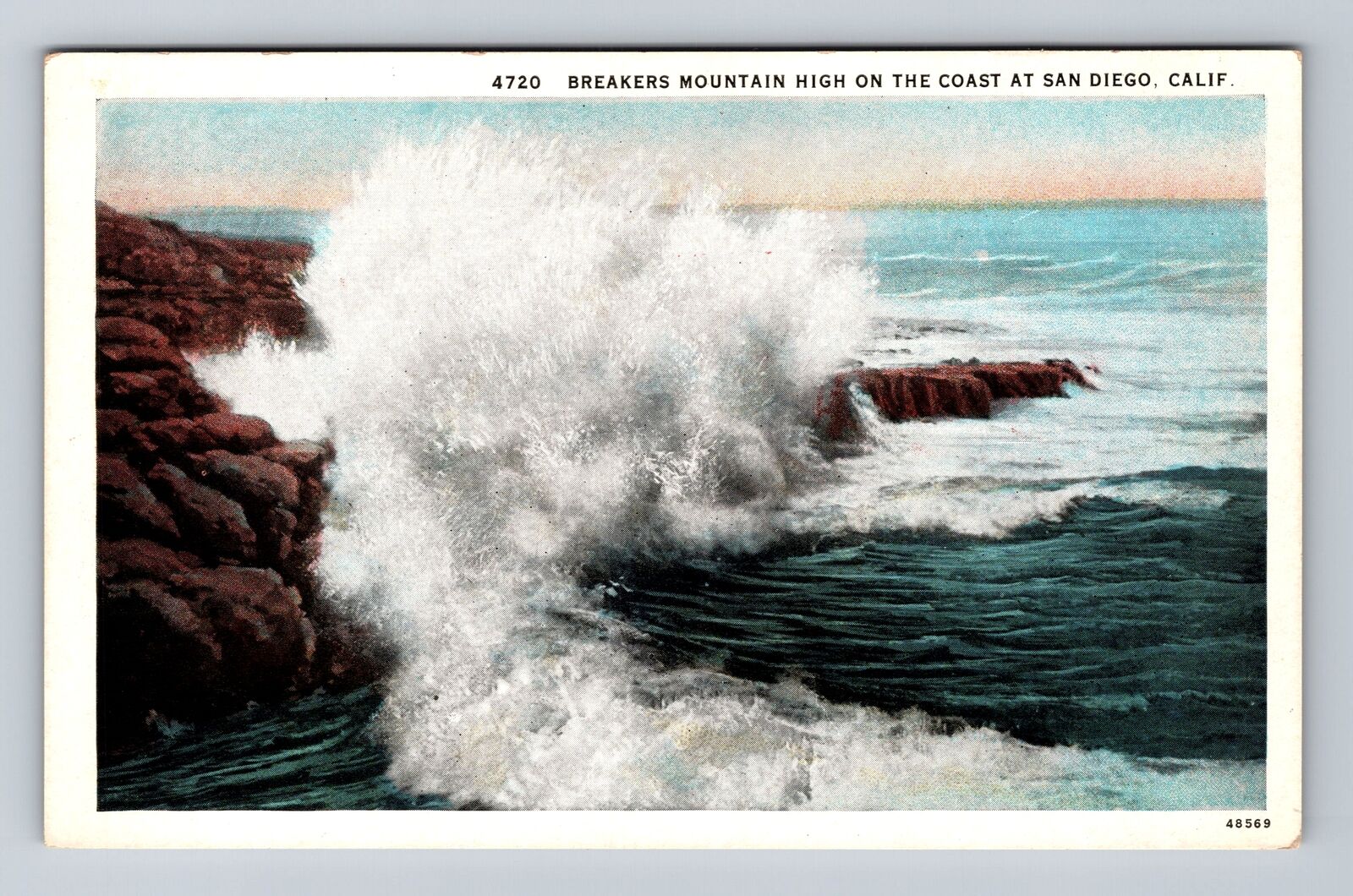 San Diego CA-California, Breakers Mountain High On The Coast, Vintage Postcard