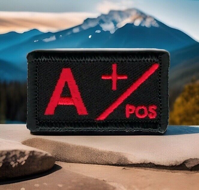 Red Black Blood Type A+ Positive Embroidered Patch Fits For VELCRO® BRAND