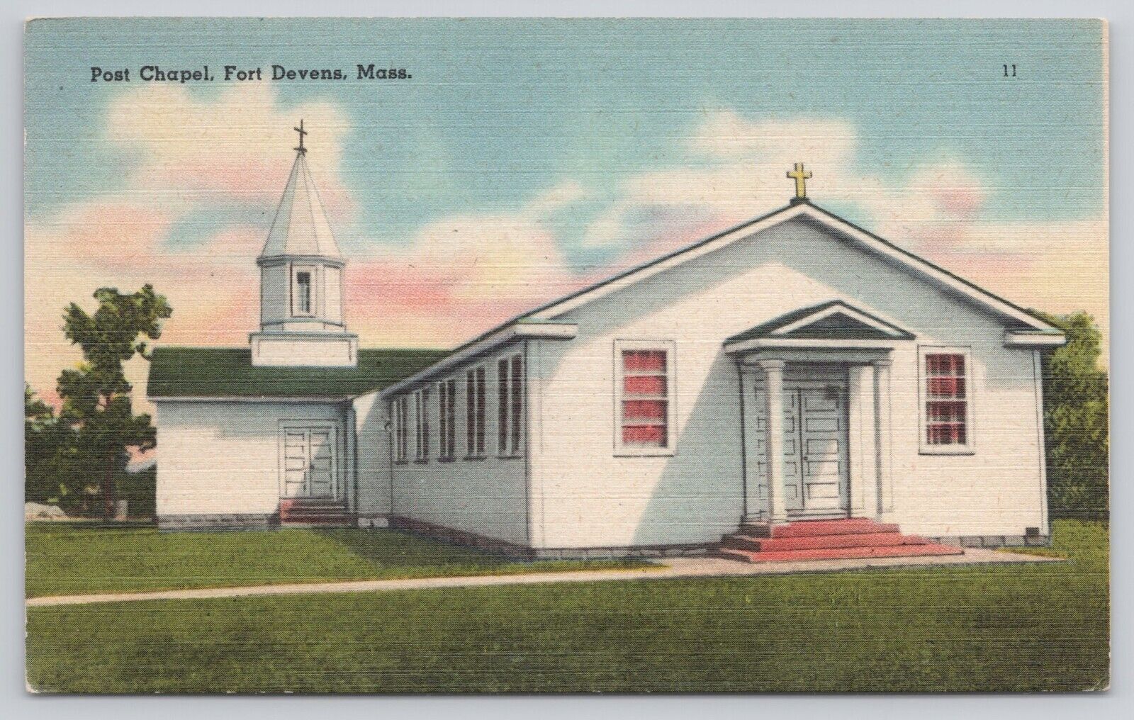 Post Chapel Church Fort Devens MA Massachusetts Postcard