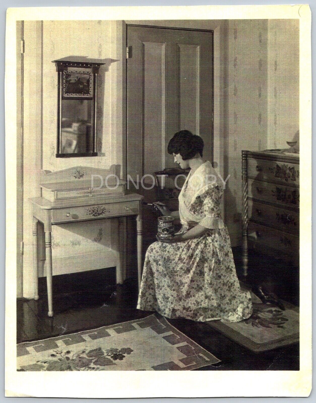 Lady Painting Refinishing Furniture Floral Antique Victorian Kyanize Paint Print
