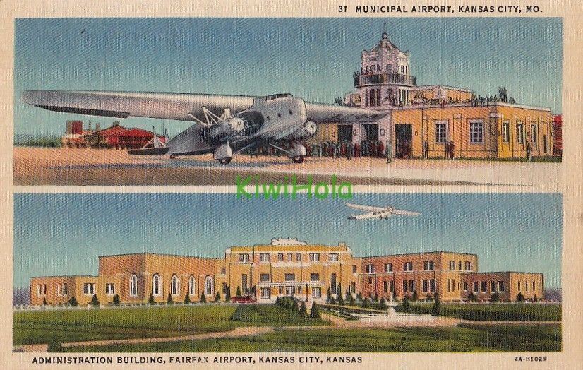 Postcard Municipal Airport Kansas City MO + Fairfax Airport Kansas City KS