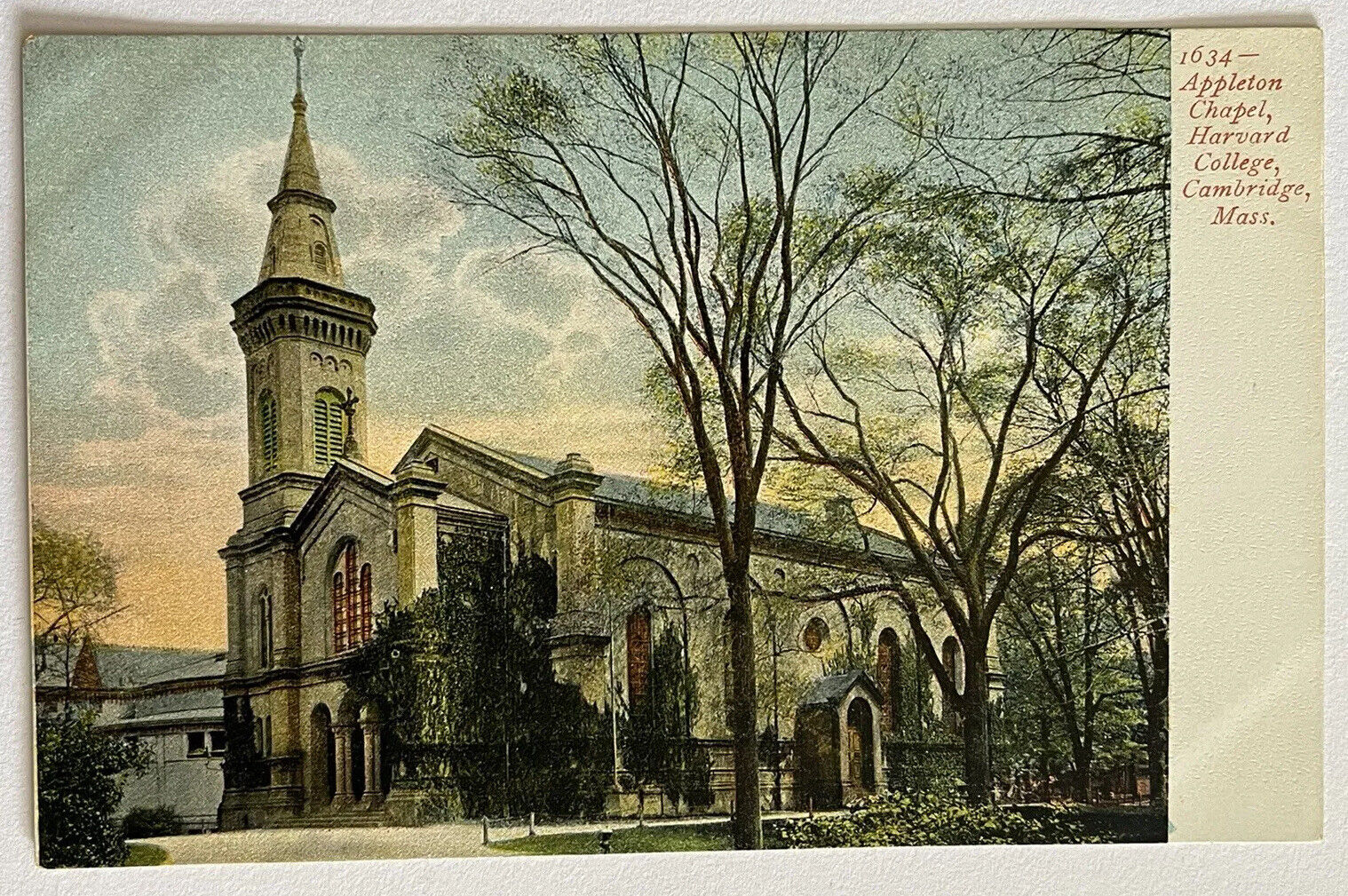 Cambridge Harvard Appleton Chapel Massachusetts Antique Postcard c1900